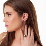 18k Gold Plated Ring with Amethyst