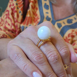 18k Gold Plated Ring with Porcelain