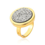 18k Gold Plated Ring with Platinum Druse