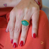 18k Gold Plated Ring with Aventurine