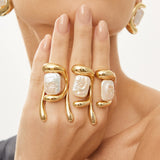 18k Gold Plated Ring with Baroque Pearl