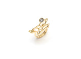 18k Gold Plated Ring with Platinum Druse and Mother of Pearl