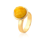 18k Gold Plated Ring with Yellow Feldspar