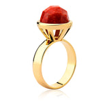 18k Gold Plated Ring with Orange Feldspar