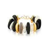 18k Gold Plated Bracelet with Crystal, Howlite, Labradorite and Gray Agate