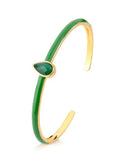 18k Gold Plated Bracelet with Green Agate and Green Enamel