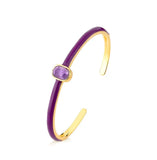 18k Gold Plated Bracelet with Amethyst and Purple Enamel