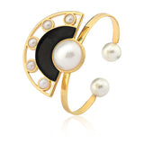 18k Gold Plated Bracelet with Pearl and Onyx