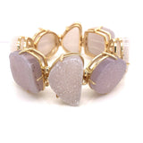 18k Gold Plated Bracelet with Pearlized White Druse