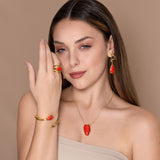 18k Gold Plated Bracelet with Orange Feldspar