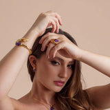 18k Gold Plated Bracelet with Amethyst and Citrine