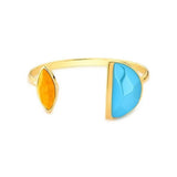 18k Gold Plated Bracelet with Blue Agate and Yellow Feldspar