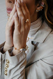 18k Gold Plated Bracelet with Baroque Pearl, Platinum Druse, Rose Quartz, Blue Quartz and Red Agate