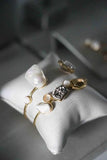 18k Gold Plated Bracelet with Howlite, Crystal, Platinum Druse and Porcelain