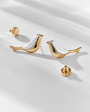 18k Gold and Rhodium Plated Earring