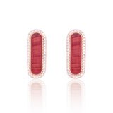 18k Gold Plated Earring with Crystal Coral and Zirconia