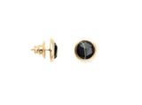 18k Gold Plated Earring with Striped Black Agate