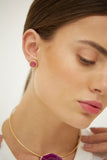 18k Gold Plated Earring with Pink Agate