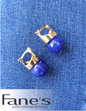 18k Gold Plated Earring with Blue Anil Quartz