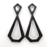 Black Rhodium Plated Earring with Crystal and Zirconia