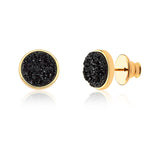 18k Gold Plated Earring with Black Druse