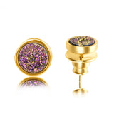 18k Gold Plated Earring with Multicolor Druse