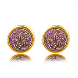 18k Gold Plated Earring with Multicolor Druse
