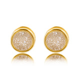 18k Gold Plated Earring with White Druse