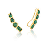18k Gold Plated Earring with Green Agate