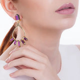 18K Gold Plated Earring with Multicolor Crystal