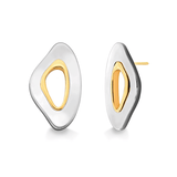 18k Gold Plated Earring Metallic Gray Agate