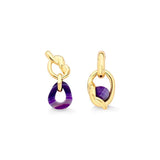 18k Gold Plated Earring with Striped Purple Agate