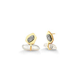 18k Gold Plated Earring with Crystal and Platinum Druse