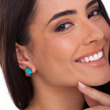 18K Gold Plated Earring with Turquoise Howlite and Mother of Pearl