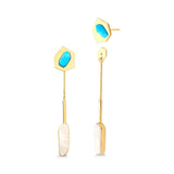 18K Gold Plated Earring with Turquoise Howlite and Mother of Pearl