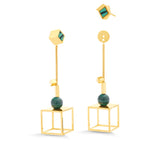 18k Gold Plated Earring with Malachite