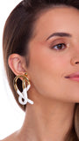 18k Gold Plated Earring with White Resin
