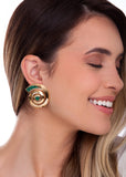 18k Gold Plated Earring with Malaquite