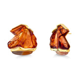 18k Gold Plated Earring with Caramel Agate and Caramel Resin