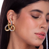 18k Gold Plated Earring with Metallic Gray Agate