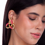18k Gold Plated Earring with Red Feldspar