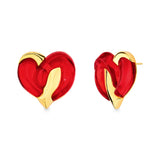 18k Gold Plated Earring with Red Resin