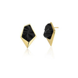 18k Gold Plated Earring with Black Obsidian