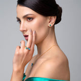 18k Gold Plated Earring with Green Howlite