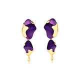 18k Gold Plated Earring with Striped Purple Agate