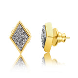 18k Gold Plated Earring with Platinum Druse