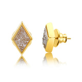 18k Gold Plated Earring with White Druse