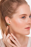 18k Gold Plated Earring with Green Agate