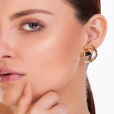 18k Gold Plated Earring with Black Obsidian