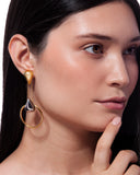 18k Gold Plated Earring with Metallic Gray Agate